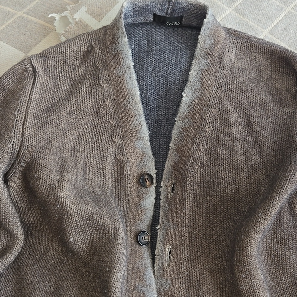 Avant Toi Cashmere Blend Textured Cardigan, Distressed Look, Unique, Quiet Lux - Picture 3 of 14